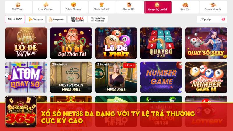 Xổ số Net88 đa dạng với tỷ lệ trả thưởng cực kỳ cao