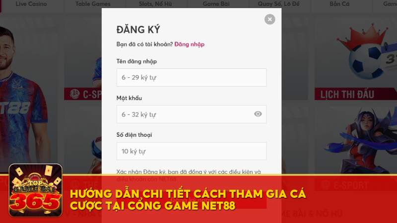 Hướng dẫn chi tiết cách tham gia cá cược tại cổng game Net88