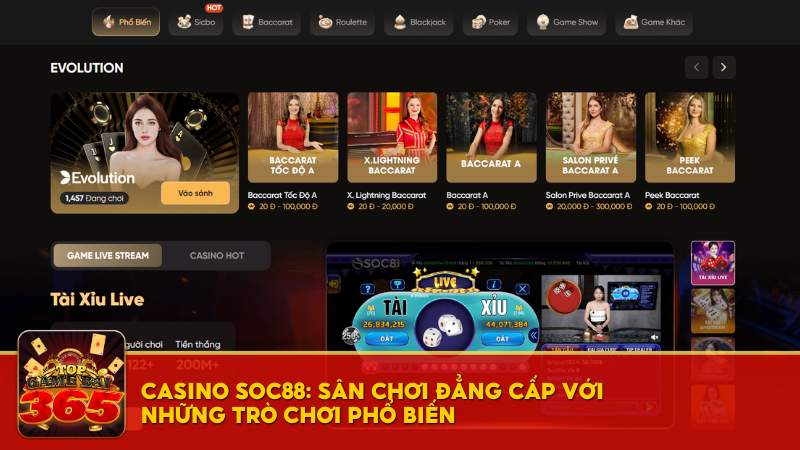 Casino SOC88: Sân chơi đẳng cấp với những trò chơi phổ biến