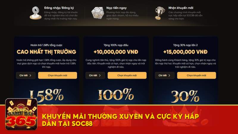 Khuyến mãi thường xuyên và cực kỳ hấp dẫn tại SOC88