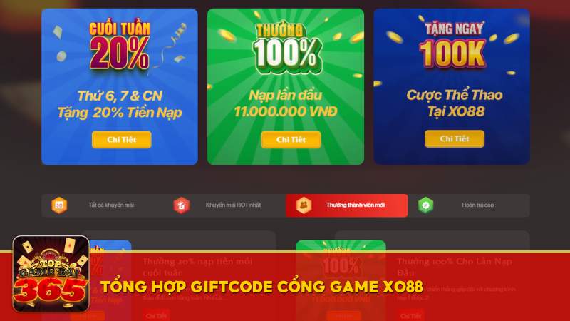 Tổng hợp giftcode cổng game XO88