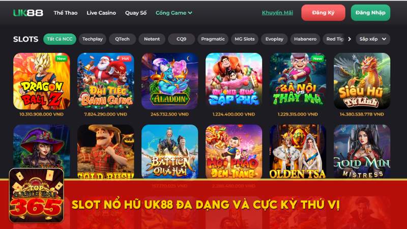 Slot nổ hũ đa dạng và cực kỳ thú vị tại nổ hũ UK88