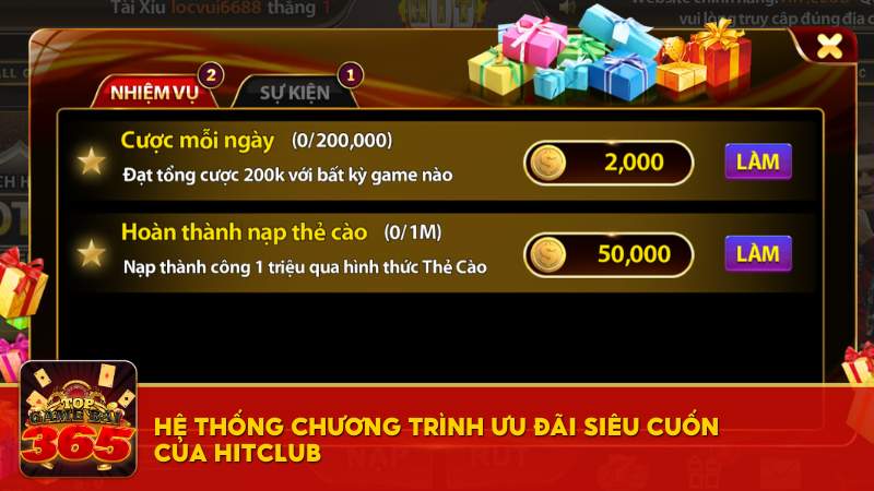 Hệ thống chương trình ưu đãi siêu cuốn của Hitclub