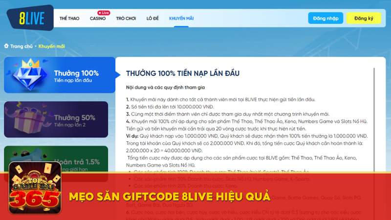 Mẹo săn giftcode 8LIVE hiệu quả