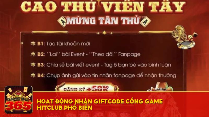 Hoạt động nhận giftcode cổng game Hitclub phổ biến