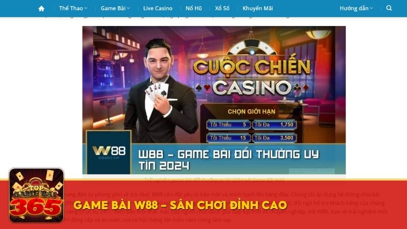 Game bài W88 là một phần quan trọng trong hệ sinh thái giải trí đẳng cấp của nhà cái W88